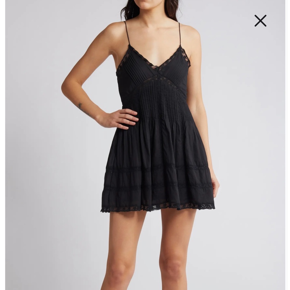 LoveShackFancy Docila Lace & Pintuck Detail Cotton Minidress